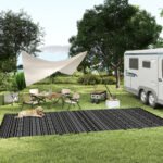 Reversible Outdoor Rug, Waterproof Plastic Straw with Carry Bag, 9' x 18', Black & Gray Geometric Wall - Image 8