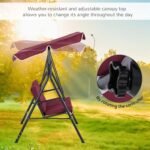 Outdoor Patio Swing Chair with Adjustable Tilt Canopy and Removable Cushion, Red - Image 4