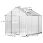 8' L x 6' W Walk-In Polycarbonate Greenhouse with Roof Vent for Ventilation & Rain Gutter for Winter - Image 3