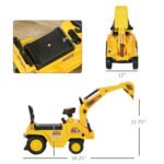 2-in-1 Kids Ride-On Excavator Digger Tractor with Pulling Cart - Image 3