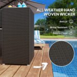 Outdoor Towel Rack for Pool w/ Drawer & Cabinet, Dark Brown - Image 5