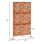 Decorative Privacy Fence Screen, Metal Outdoor Privacy Screen Climbing Plant Trellis with Stand, Bamboo Brown - Image 3