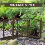 3.3' Metal Garden Bridge, Decorative Classic Footbridge Pond Bridge with Safety Railings for Backyard Garden Creek, Rust Brown - Image 4