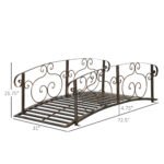 6' Metal Arch Backyard Garden Bridge, Safety Siderails, Arc Footbridge for Backyard Creek, Stream, Pond, Bronze - Image 3