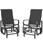 Gliding Lounger Chair Set of 2, Single Rockers with Lightweight Metal & Mesh Construction, Black