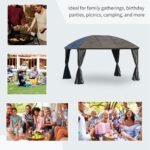 10' x 13' Hardtop Gazebo with Curtains, Netting, Pavilion with Steel Roof Ceiling Hook for Garden Patio, Gray - Image 7