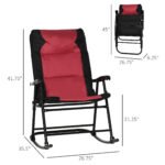 2 Piece Outdoor Patio Furniture Set with 2 Folding Padded Rocking Chairs, Bistro Style for Porch, Camping, Balcony, Red - Image 3
