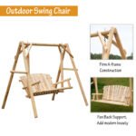 2-Seat Wooden Swing Bench, Ergonomic Design, 'A' Frame Construction, Stable and Non-Slip, Solid Wood Frame Log Garden Swing, for Outdoor and Indoor, Natural Wood - Image 5