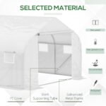 11.5' x 10' x 6.5' Outdoor Walk-in Greenhouse, Tunnel Green House with Roll-up Windows, Zippered Door, PE Cover, Heavy Duty Steel Frame, White - Image 4