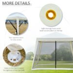 10'x10' Outdoor Party Tent Canopy with Mesh Sidewalls, Patio Gazebo Sun Shade Screen Shelter, Beige - Image 6