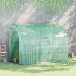 10' x 5' x 7' Lean to Greenhouse, Walk-In Green House, Plant Nursery with 2 Roll-up Doors and Windows, PE Cover and 3 Wire Shelves, Green - Image 2