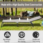 Foldable Chaise Lounge, 3-Position Reclining Back, Portable design and Breathable Mesh for Poolside, Camping, Hiking - Cream White - Image 5