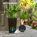 Tall Planters for Outdoor Plants Set of 3, 24 In Taper Planters with Drainage Holes, Rattan Decor Plant Pots for Indoor Outdoor Front Porch Patio Backyard, Black - Image 5