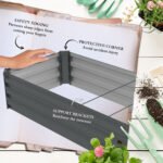 8x2x1ft Galvanized Raised Garden Bed Kit with Safety Edging for Flowers, Herbs and Vegetables, Dark Gray - Image 6