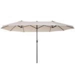 Extra Large 15 ft Patio Umbrella, Double-Sided Wide Outdoor Umbrella with Crank Handle and Air Vents for Backyard, Deck, Pool, Market, Gray