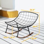 Outdoor Rocking Chair Patio Set of 2, Oversized Rocking Papasan Chairs with Cushions for Garden Porch, 265 lbs., Black - Image 3
