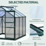6' x 6' Greenhouse for Outdoors, Polycarbonate Greenhouse with Rain Gutter and Roof Vent, Aluminum Walk-in Green Houses for Outside for Patio Backyard Garden, Dark Green - Image 7