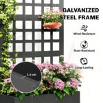 Galvanized Raised Garden Bed Planter Box with Trellis for Climbing Plants, Vegetable, Vines, 24" x 9" x 44.5", Black - Image 4
