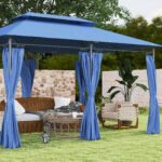 10' x 13' Double Roof Patio Gazebo, Outdoor Gazebo with Curtains, for Garden, Lawn, Backyard and Deck - Image 8