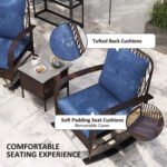 3 Piece Wicker Patio Furniture Set, Outdoor PE Rattan Rocking Chairs with Coffee Table, Cushions for Porch, Brown - Image 6