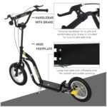 Youth Scooter Front and Rear Caliper Dual Brakes 12-Inch Inflatable Front Wheel Ride On Toy For Age 5+ - Black - Image 6