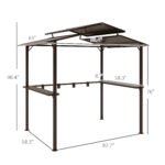 8 x 5ft Hardtop Grill Gazebo with Double Metal Roof, 2 Side Shelves and 4 Cup Holders for Patio Backyard Lawn Deck - Image 3