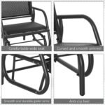 2-Piece Outdoor Glider Swing, Rocking Chair Set with Breathable Mesh Fabric, Sturdy Durable Frame, Curved Armrests, Supports Up to 264 lbs., for Backyard, Garden, Porch, Black - Image 7