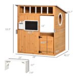 Wooden Playhouse for Kids Outdoor with Working Door, Windows, Mailbox, Bench, Flowers Pot Holder, 48" x 42.5" x 53" - Image 3