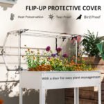 Elevated Garden Box with Greenhouse Cover, Raised Garden Bed with Legs and Drainage Hole for Vegetables, White - Image 4