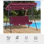 Outdoor Patio Swing Chair with Adjustable Tilt Canopy and Removable Cushion, Red - Image 5