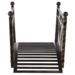 3.3' Metal Arch Zen Garden Bridge with Safety Siderails, Decorative Footbridge, Delicate Scrollwork & Corner Spheres for Stream, Fish Pond, Bronze - Image 7