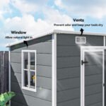 8' x 4' Plastic Outdoor Storage Shed with Floor, Window, Lockable Doors and Vents for Backyard Patio Lawn, Gray - Image 7