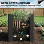 Raised Garden Bed Galvanized Planter Box Outdoor with Gloves for Gardening Vegetables, Flower, Herb, 1.4 x 1.4 x 1.5 ft, Black - Image 5
