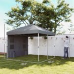 10' x 10' Pop Up Canopy Tent w/ Sidewall, UPF50+ Height Adjustable Instant Sun Shelter w/ Storage Pockets, Sea Blue - Image 3