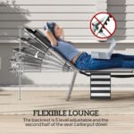 Tanning Chair with Face Hole, 5-Level Adjustable Outdoor Chaise Lounge Chair with Pillow for Beach, Pool, Black Stripe - Image 4
