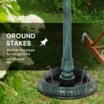 3 in 1 Garden Bird Bath Bowl Pedestal with Bird Feeder, Large Water Basin, Underneath Flower Planter, Green - Image 5