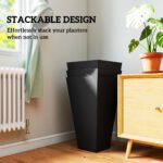 Tall Planters for Outdoor Plants Set of 3, 28 In Taper Planters with Drainage Holes, Indoor Grande Plant Pots, Front Porch Decor, Black - Image 7