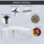 10' x 19.2' Outdoor Gazebo Pop Up Canopy Party Tent with Carrying Bag, White - Image 5