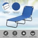 Folding Chaise Lounge Pool Chairs, Outdoor Sun Tanning Chairs with 5-Level Reclining Back, Steel Frame for Beach, Yard, Patio, Blue - Image 5
