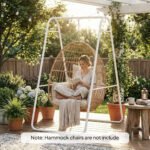 Hammock Chair Stand Only Heavy Duty Solid Steel A-Frame for Hanging Hammock, Egg Chair, Max Load 330 LBS, White - Image 8