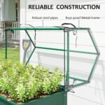 Elevated Garden Box with Greenhouse Cover, Raised Garden Bed with Legs and Drainage Hole for Vegetables, Green - Image 7