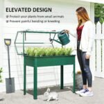 Elevated Garden Box with Greenhouse Cover, Raised Garden Bed with Legs and Drainage Hole for Vegetables, Green - Image 5