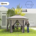 13' x 13' Pop Up Gazebo Hexagonal Canopy Shelter with 6 Zippered Mesh Netting for Patio Backyard Garden Wedding Party - Image 3