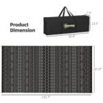 Reversible Outdoor Rug, Waterproof Plastic Straw with Carry Bag, 9' x 18', Black & Gray Geometric Wall - Image 3