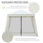 10'x10' Outdoor Party Tent Canopy with Mesh Sidewalls, Patio Gazebo Sun Shade Screen Shelter, Beige - Image 4