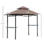 8' x 5' Grill Gazebo with Double Roof, Outdoor BBQ Canopy Gazebo with 2 Side Shelves for Patio Yard Garden Coffee - Image 3