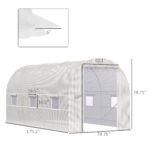 14.6' x 6.6' x 6.6' Walk-In Tunnel Greenhouse, Large Garden Hot House Kit with 6 Roll-up Windows & Roll Up Door, Steel Frame, White - Image 3