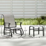 Outdoor Glider with Ottoman, Patio Glider Chair Set with High Back, Wide Seat for Porch, Garden, Backyard, Gray - Image 3