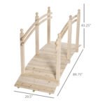 Wooden Arch Garden Bridge, Safety Rails for Backyard Ponds, Creeks, Streams, 7.5' , Natural - Image 3