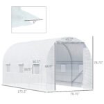 15' x 7' x 7' Walk-In Tunnel Greenhouse, Large Garden Hot House Kit with 6 Roll-up Windows & Roll Up Door, Steel Frame, White - Image 3